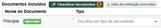 Documento Principal com o rótulo Aprovada depois da aprovação